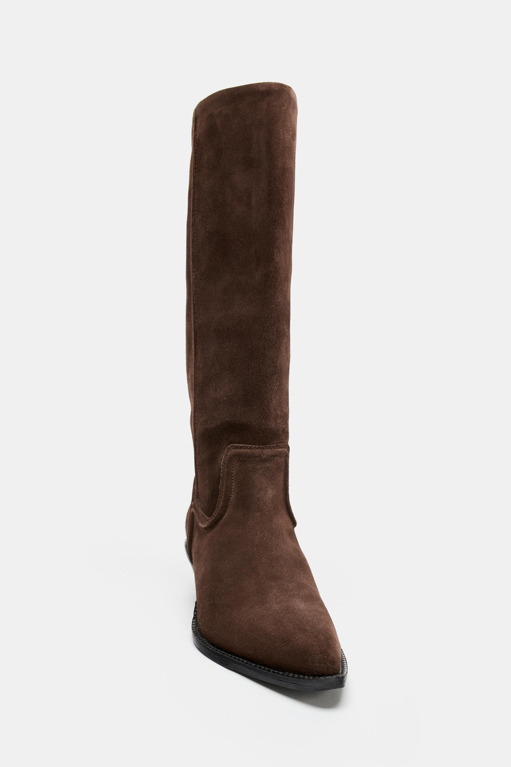 STIVALI TACCO PELLE SCAMOSCIATA COWBOY | Zara IT