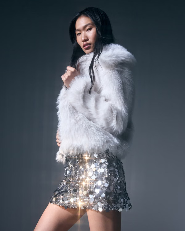 Women's Short Faux Fur Coat | Women's Party Collection | Abercrombie.com | Abercrombie & Fitch (US)