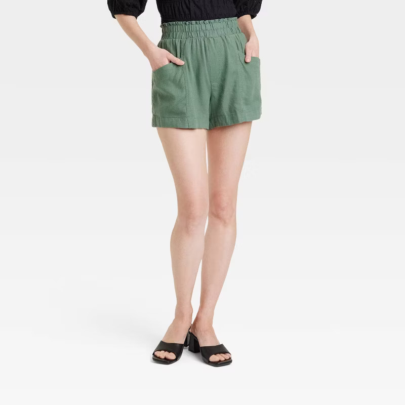 Women's High-Rise Linen Pull-On Shorts - A New Day™ | Target