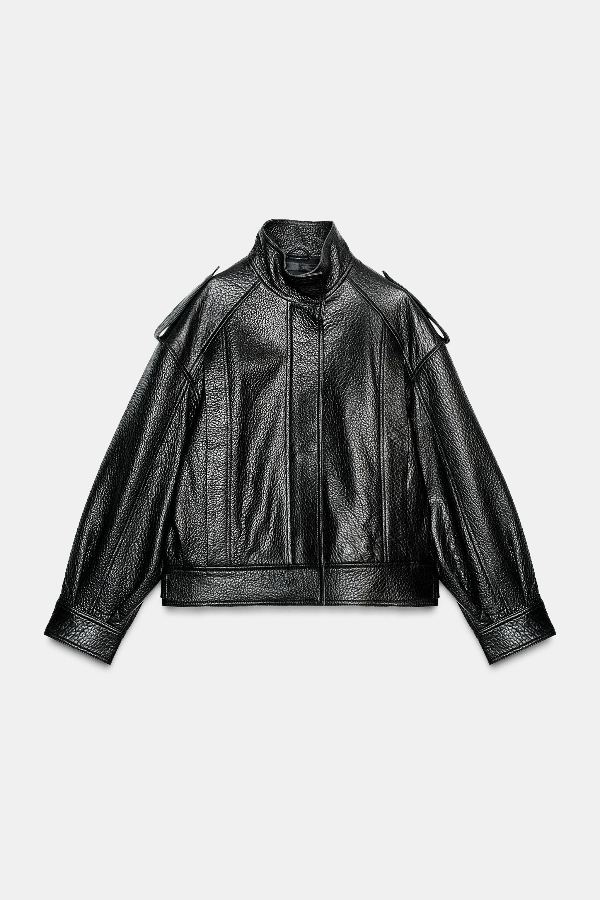 100% LEATHER BOMBER JACKET ZW COLLECTION LIMITED EDITION | Zara AU