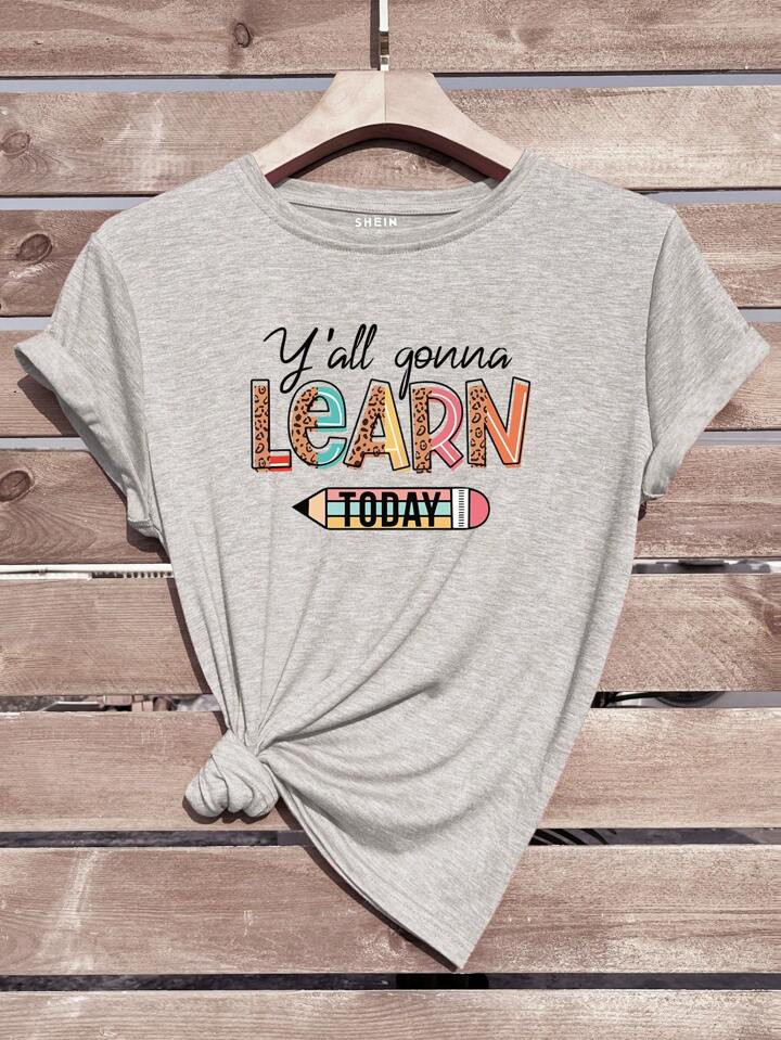 SHEIN LUNE Slogan Graphic Tee | SHEIN