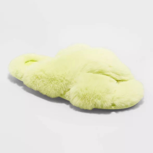 Women's Paris Crossband Fur Slippers - Stars Above™ | Target