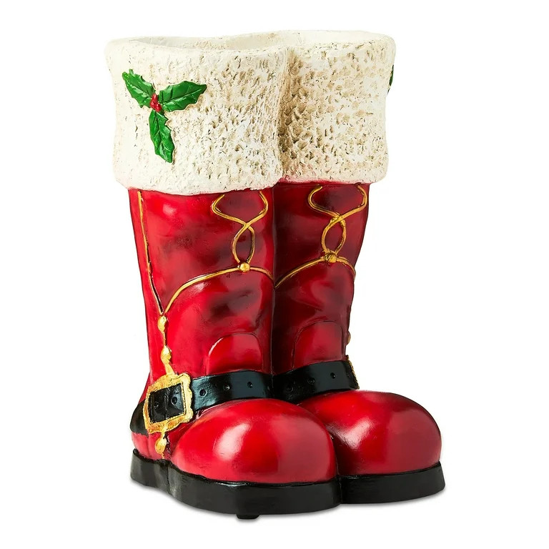 Santa's Boots Navidad Decoración Interior/exterior, Rojo y Blanco, 16", de Holiday Time | Walmart (US)