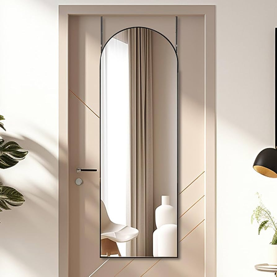 14"×48" Door Mirror,Arched Full Length Mirror, Over The Door, Arch Wall Mirror, Thin Frame, Alum... | Amazon (US)