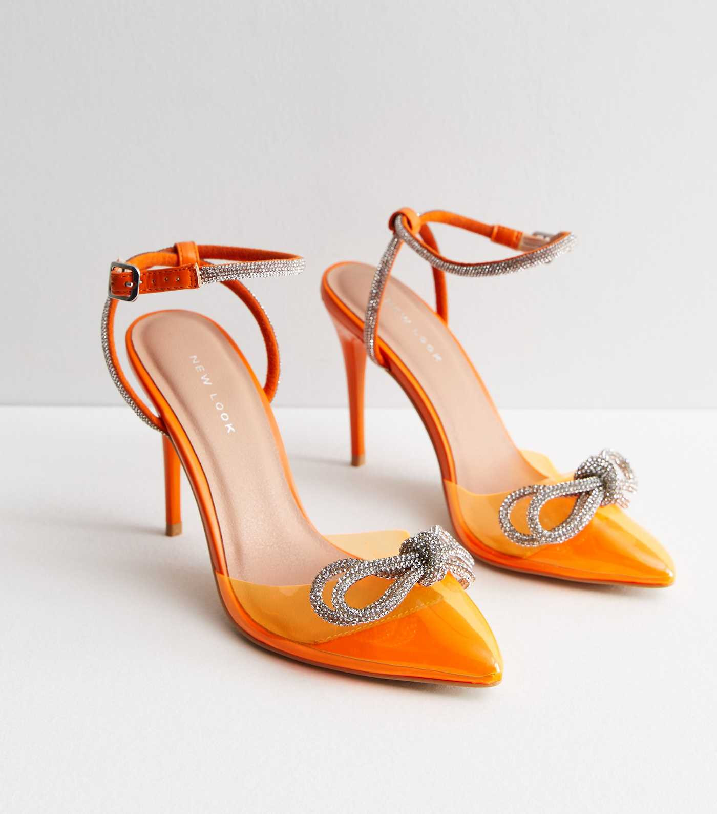 Orange Diamanté Bow Stiletto Heel Sandals
						
						Add to Saved Items
						Remove from Save... | New Look (UK)
