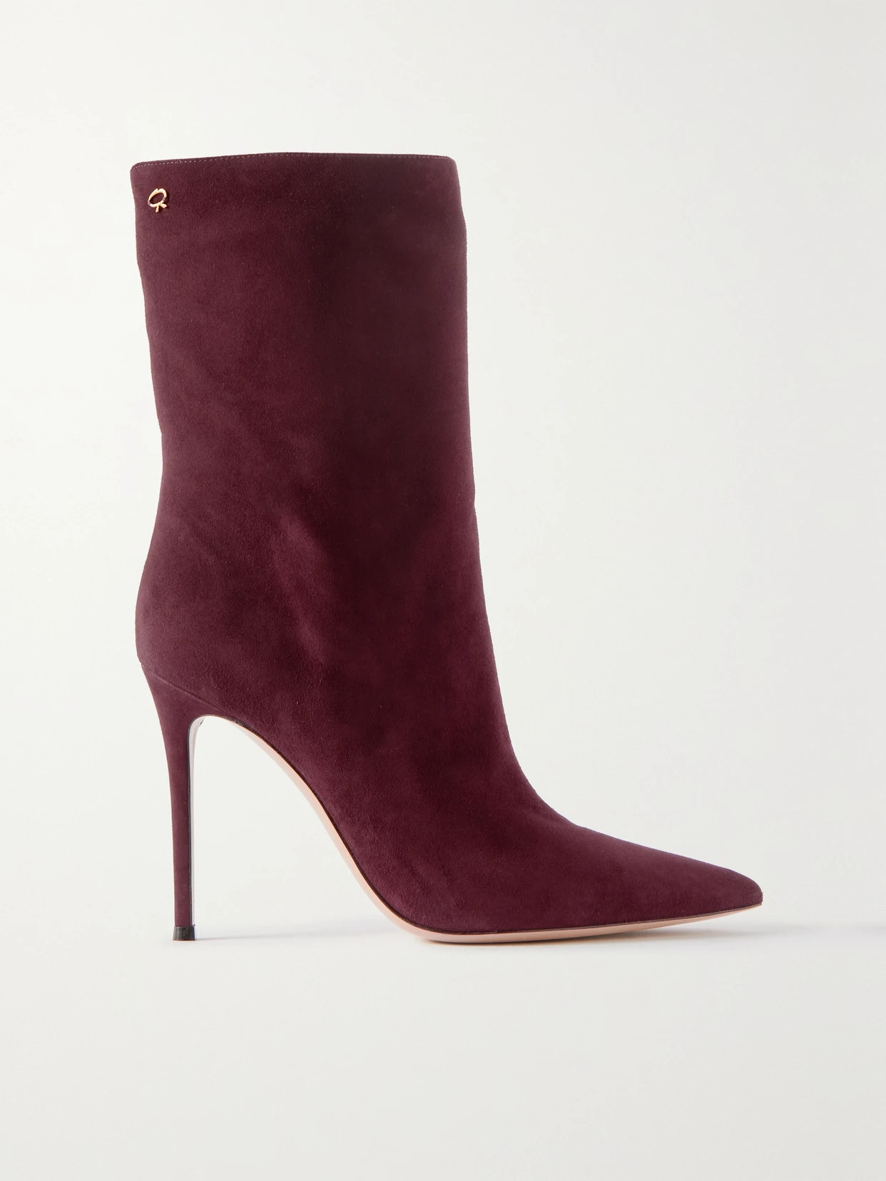 Gianvito Rossi - 105 Suede Ankle Boots - Burgundy | NET-A-PORTER (US)