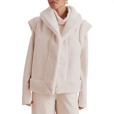 Splendid x Cellajaneblog Faux Shearling Vest in Porcelain Beige at Nordstrom, Size X-Large | Nordstrom