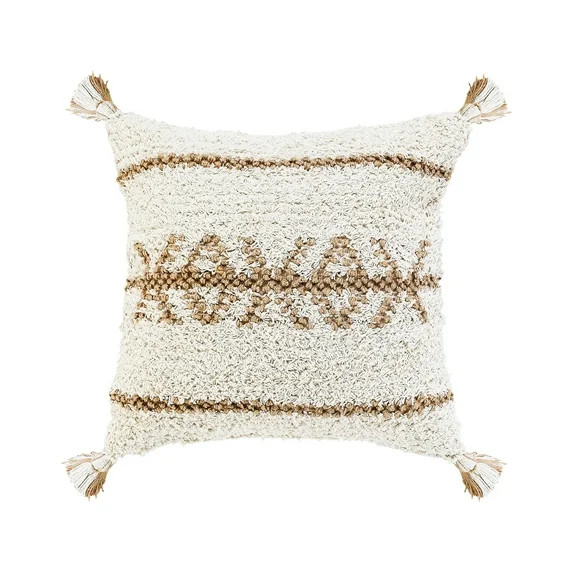 Desert Fields Boho-Chic Geometric Jute and Cotton Throw Pillow | Walmart (US)