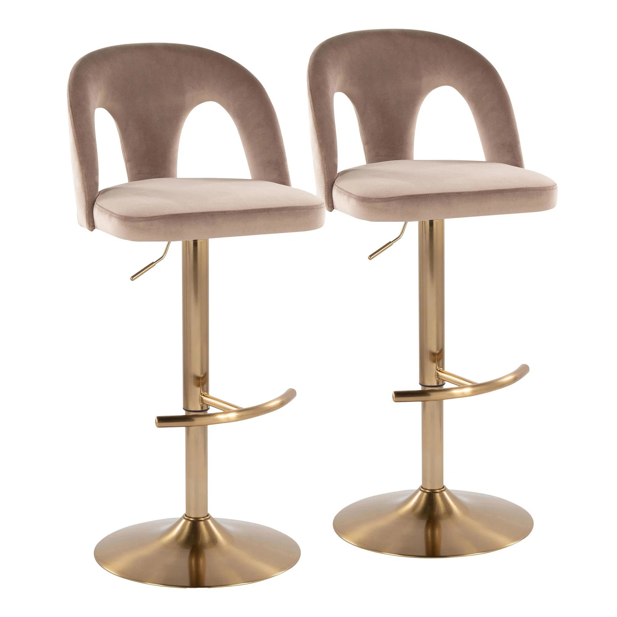 Ava Upholstered Contemporary Adjustable Barstool In Metal And With Round T Footrest By Lumisource... | Wayfair North America
