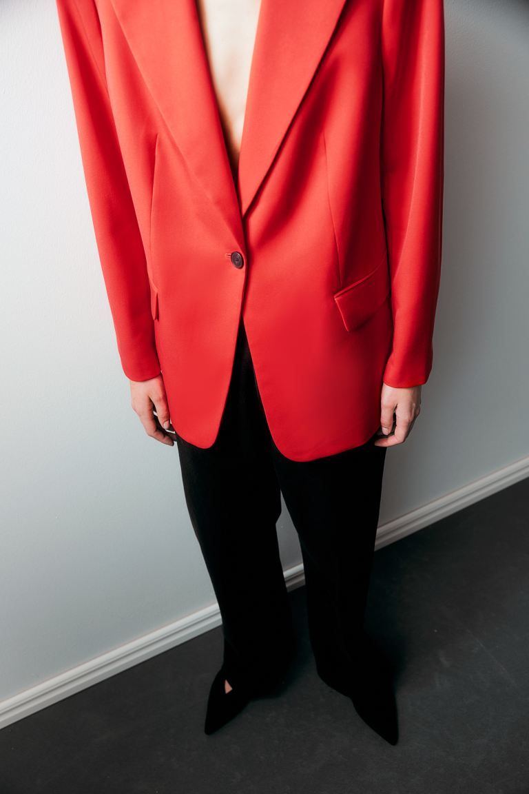 Single-breasted Blazer - Long sleeve - Regular length - Red - Ladies | H&M US | H&M (US + CA)