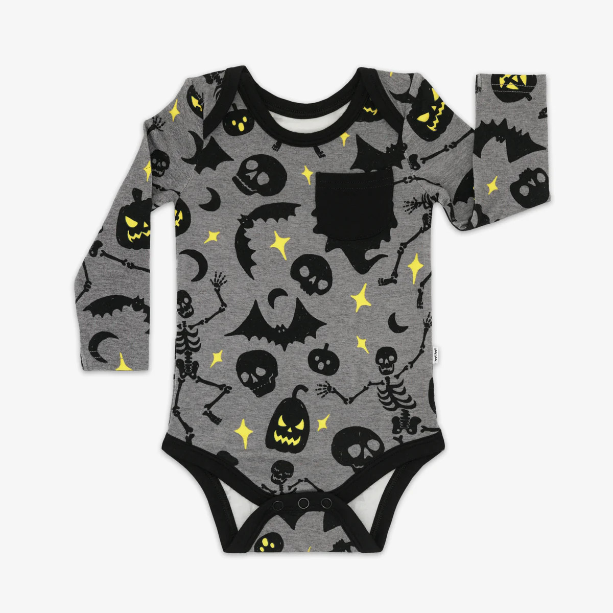Gray Glowing Ghouls Pocket Bodysuit | Little Sleepies
