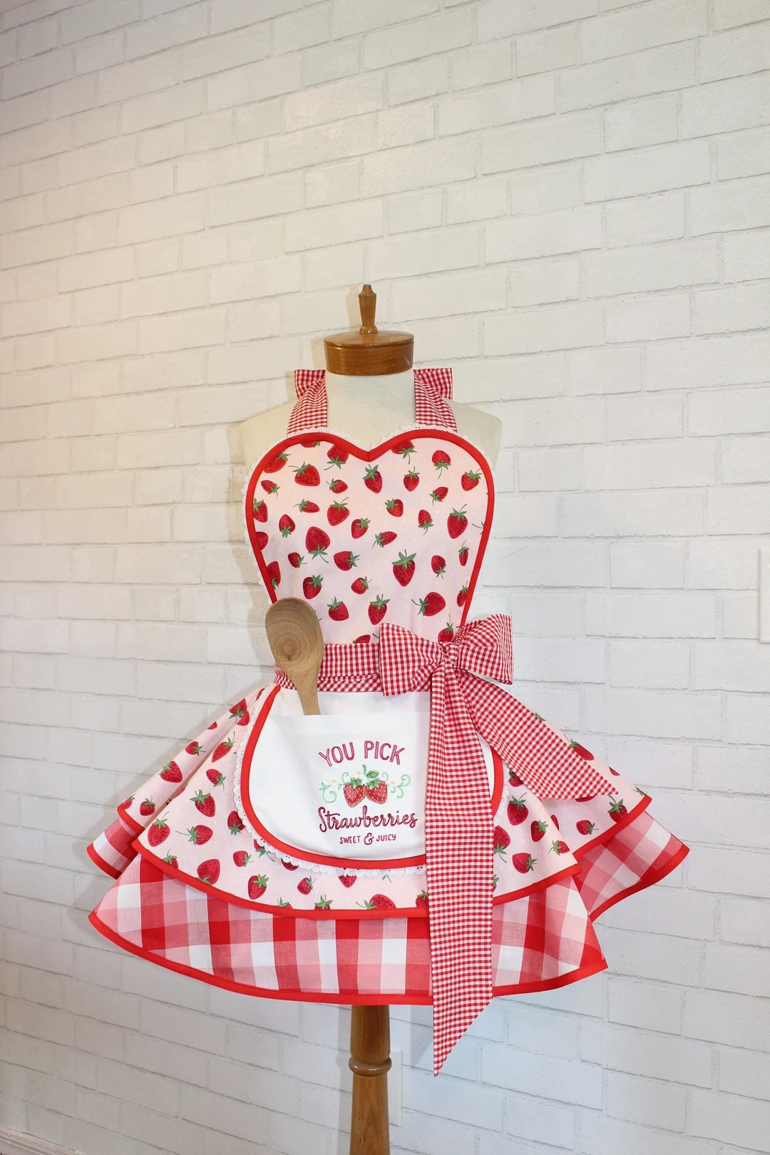 Strawberry Shortcake Vintage Inspired Baking Apron, Featuring Custom Embroidered Mini Apron Lace ... | Etsy (US)