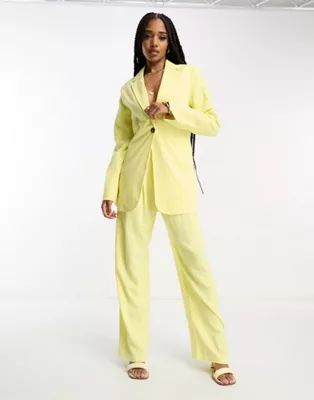 ASOS DESIGN Tall mix & match linen suit in lemon | ASOS (Global)