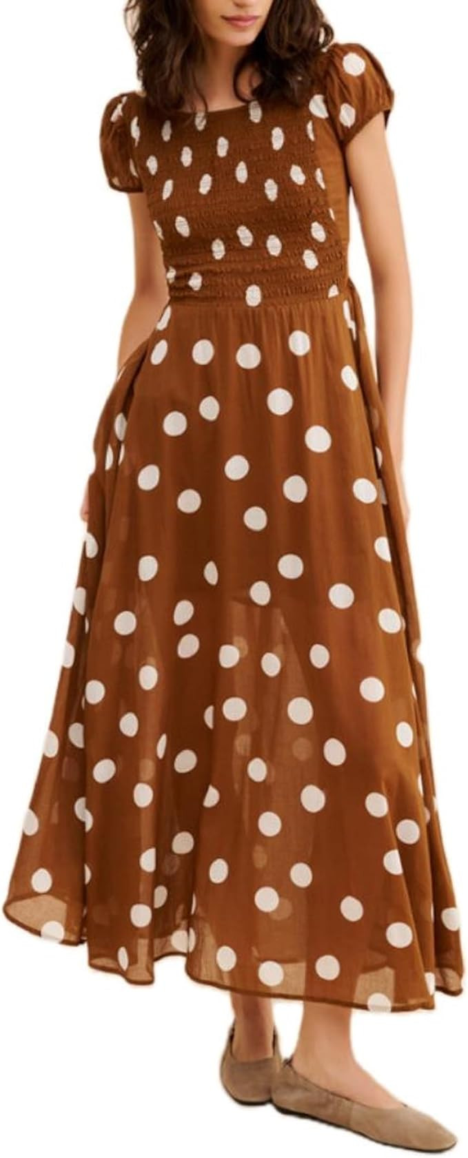 Women Summer Boho Floral Maxi Dress Short Puff Short Sleeve Flowy Tiered Long Dress Casual Vacati... | Amazon (US)