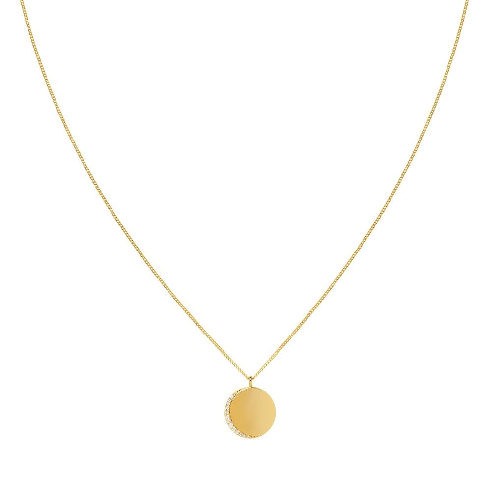 Crystal Crescent Pendant Necklace in Gold | Astrid and Miyu