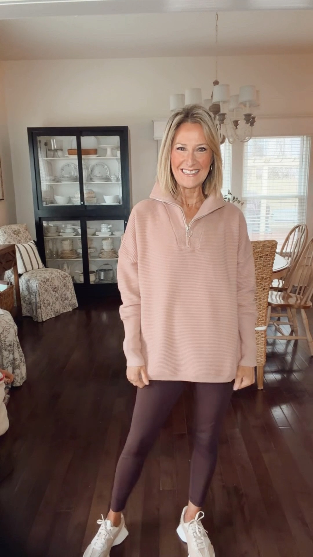 Comfy but still put together 🤍 This pullover hits at the perfect length for leggings and the fabric is so good. Leggings are so soft and stretchy.  Wearing a medium in pullover for more oversized fit.  Small in leggings .

#LTKSeasonal #LTKootd #LTKActive