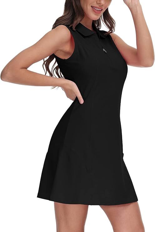 MoFiz Women's Sleeveless Zip Up Golf Tennis Dress Sports Polo Dress Quick Dry Casual Workwear Sli... | Amazon (US)