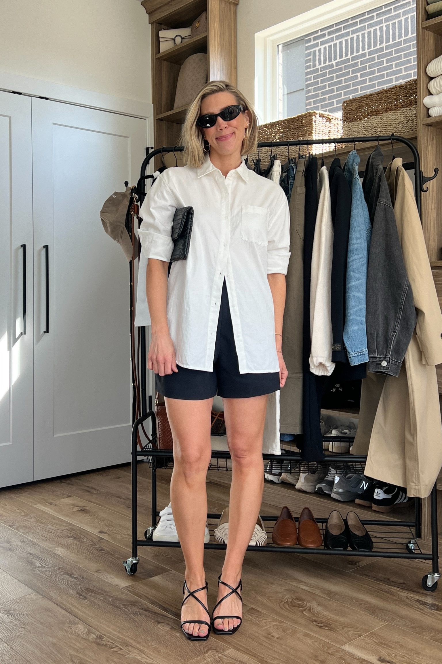 Wearing 26 shorts, XS button-up shirt, heels tts 

#LTKfindsunder50 #LTKfindsunder100 #LTKstyletip