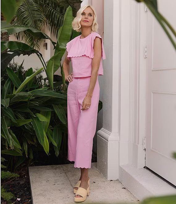 x Jennifer Sumko Amanda Coordinating Linen Flat Front Ankle Pants | Dillard's