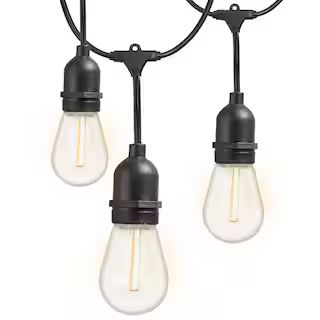 Newhouse Lighting Outdoor 48 ft. Plug-in S14 Edison Bulb Weatherproof String Light with 16 Edison... | The Home Depot