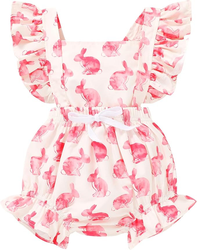 Easter Day Baby Girl Rabbit Romper Baby Girl Floral Animal Rabbit Romper Jumpsuit Summer Pink Out... | Amazon (US)