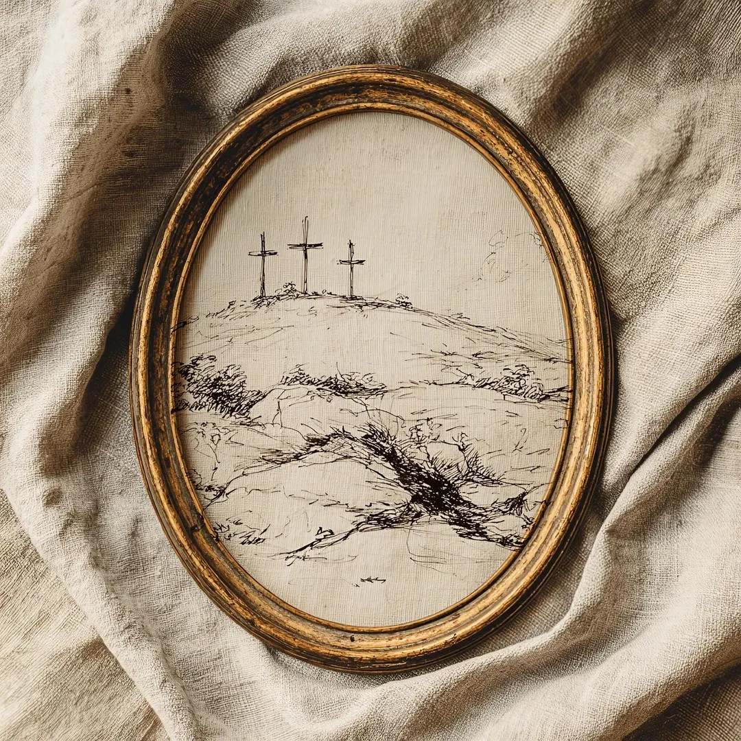 Christian Easter Three Crosses Art Print, Crucifix Wall Art, He is Risen Art, Christian Art Print... | Etsy (US)