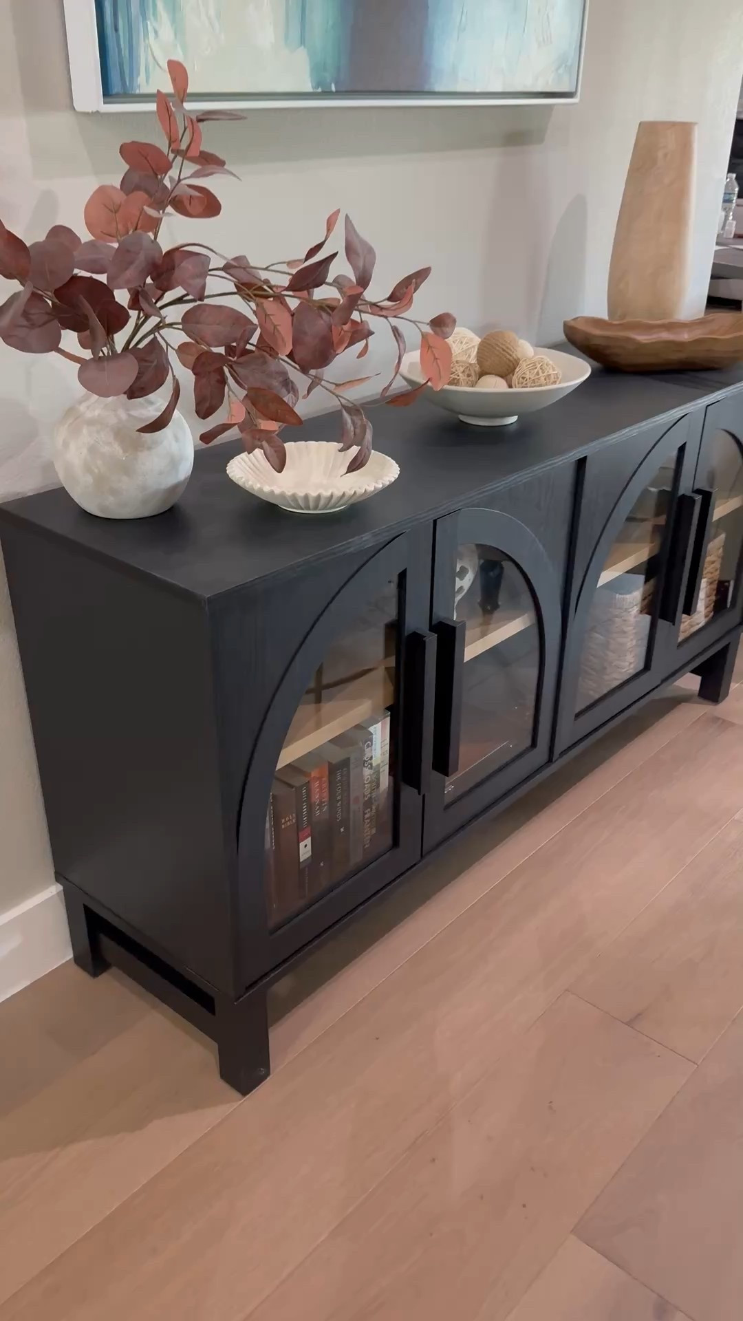 I get so many compliments on this black cabinet console.  Home decor, living room 

#LTKHome #LTKSeasonal #LTKdayinmylife