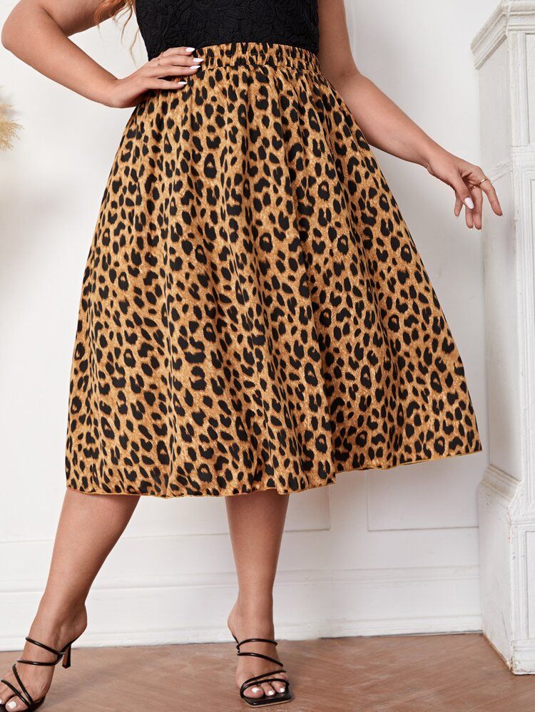 Plus High Waist Leopard Skirt | SHEIN