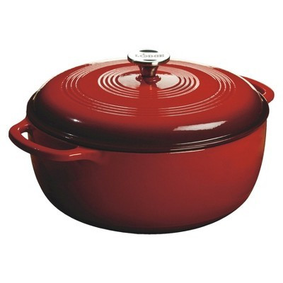 Lodge 7.5qt Cast Iron Enamel Dutch Oven Red: Enameled Cast Iron, Oven-Safe to 500°F, Hand Wash, Rust & Heat Resistant | Target