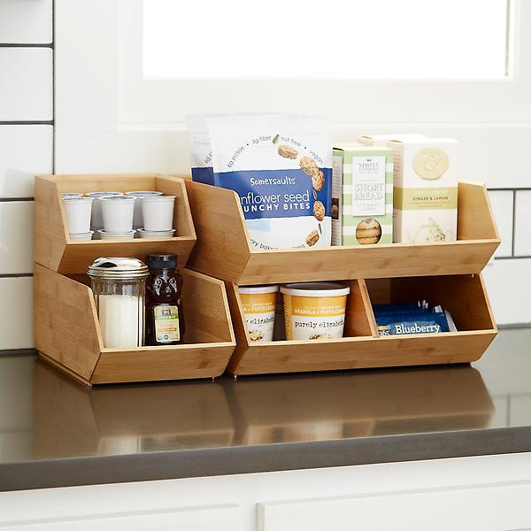 Large Stacking Bamboo Bin Natural | The Container Store