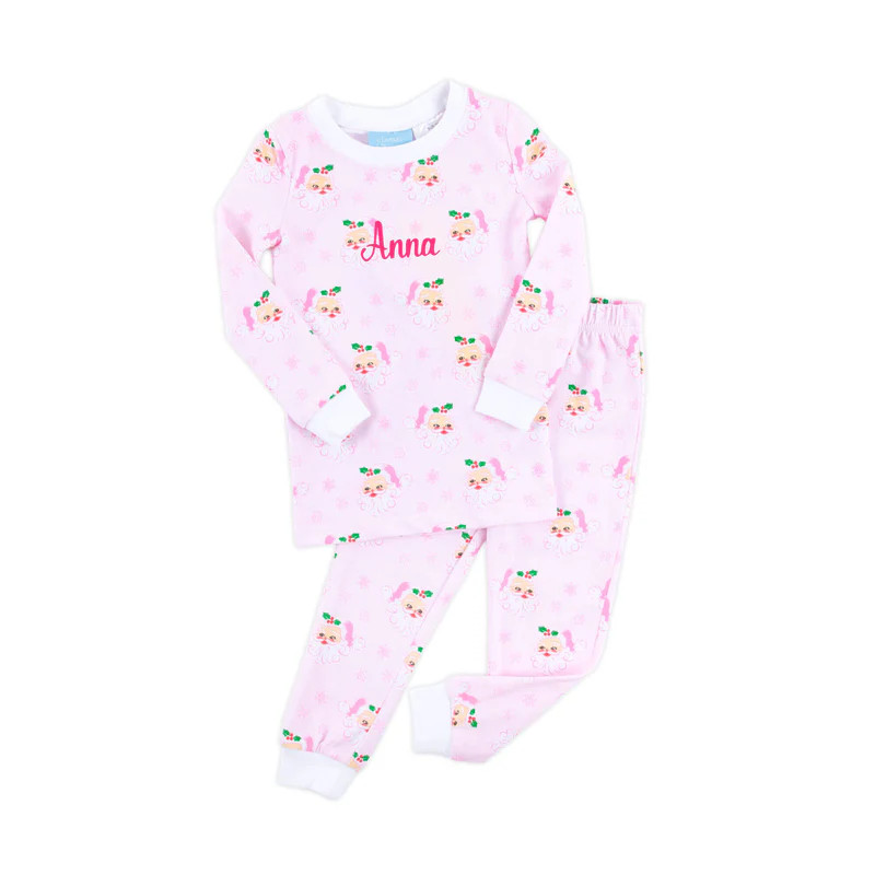 Vintage Santa Pink Print Pajamas | Classic Whimsy