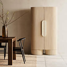 Kahn 41" Ribbed Whitewashed Ash Wood Closed Storage Cabinet | Crate & Barrel | Crate & Barrel