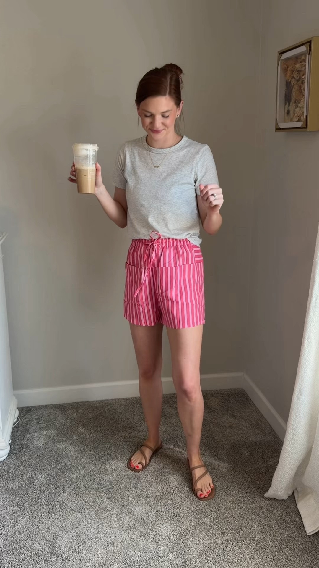 Styling fun colorful lounge shorts for summer! Amazon outfits. Mom outfits. Toddler mom style. Dopamine dressing.