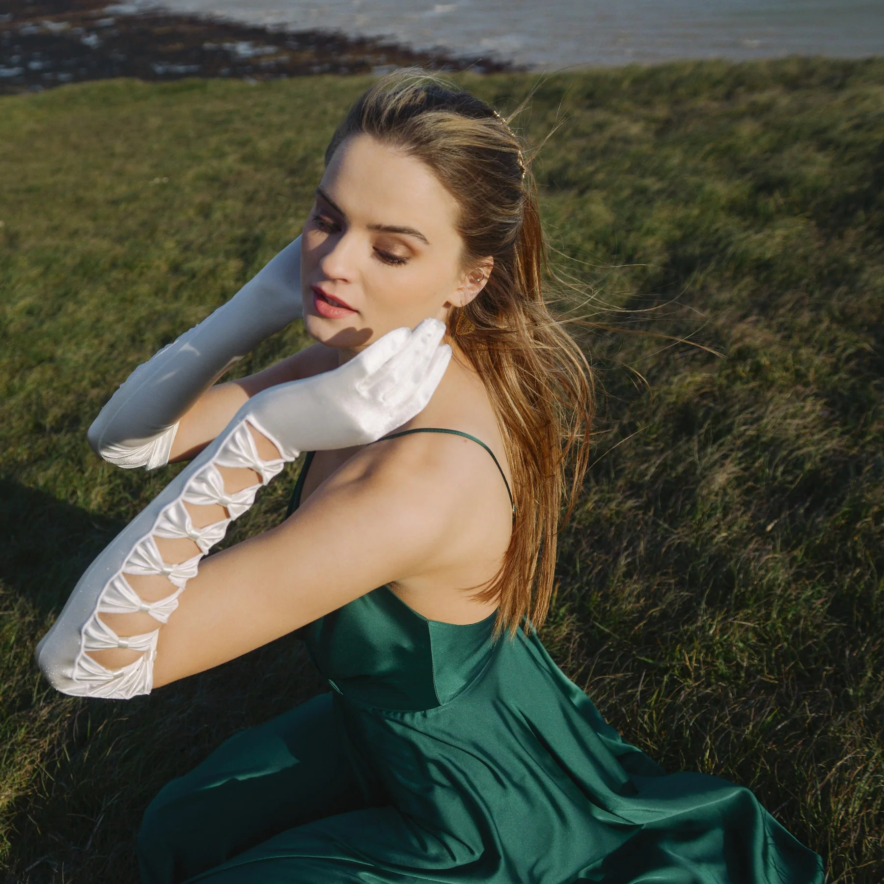 Thalia | Satin Opera Glove | Cornelia James