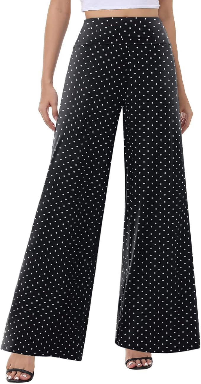 Wide Leg Palazzo Pants for Women - High Waist Casual Beach Lounge Pants Loose Dress Pants Stretch... | Amazon (US)