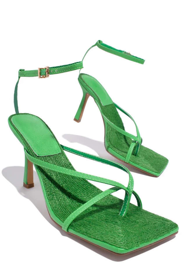 Miss Lola | Green Squared Toe Heels | MISS LOLA