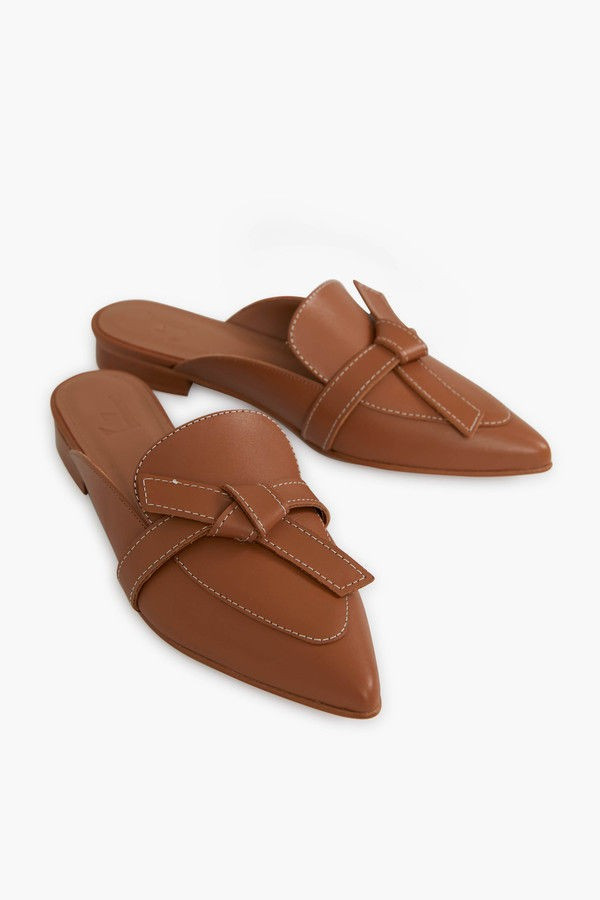 Cognac Leather Anina Slides | Tuckernuck (US)