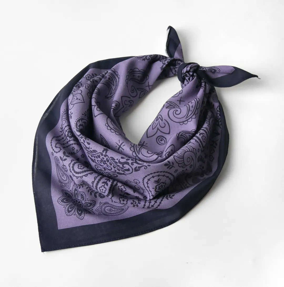 Plump Purple Paisley Floral Bandana Originally Designed Unisex Head Wrap Unique Cotton Neckerchie... | Etsy (Global)