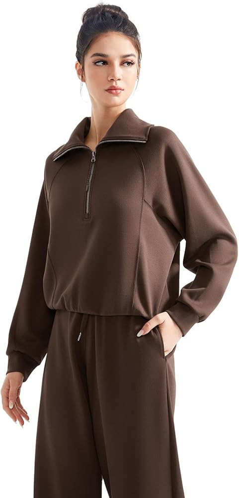SUUKSESS Women 2 Piece Lounge Matching Set
        Half Zip Sweatshirt, Wide Leg Sweatpant | Amazon (US)
