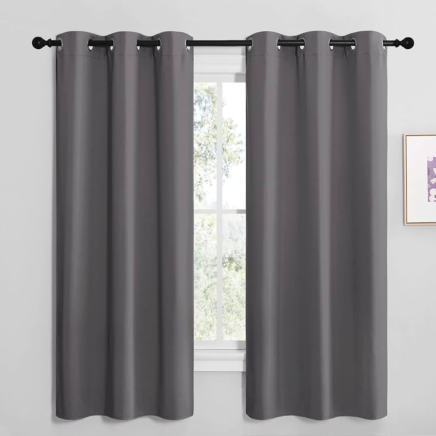NICETOWN Grey Blackout Curtain Panels for Bedroom, Thermal Insulated Grommet Top Blackout Draperi... | Amazon (US)