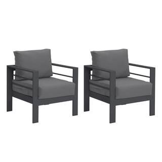 SUNVIVI Ergonomic Aluminum Outdoor Lounge Chair with Gray Cushion (2-Pack) KX-AL02-1 - The Home D... | The Home Depot
