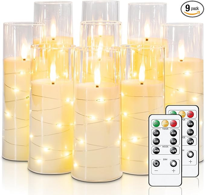 Raycare Flameless Candle with Remote Timer – 9 Flickering Acrylic Battery Operated LED Pillar C... | Amazon (US)