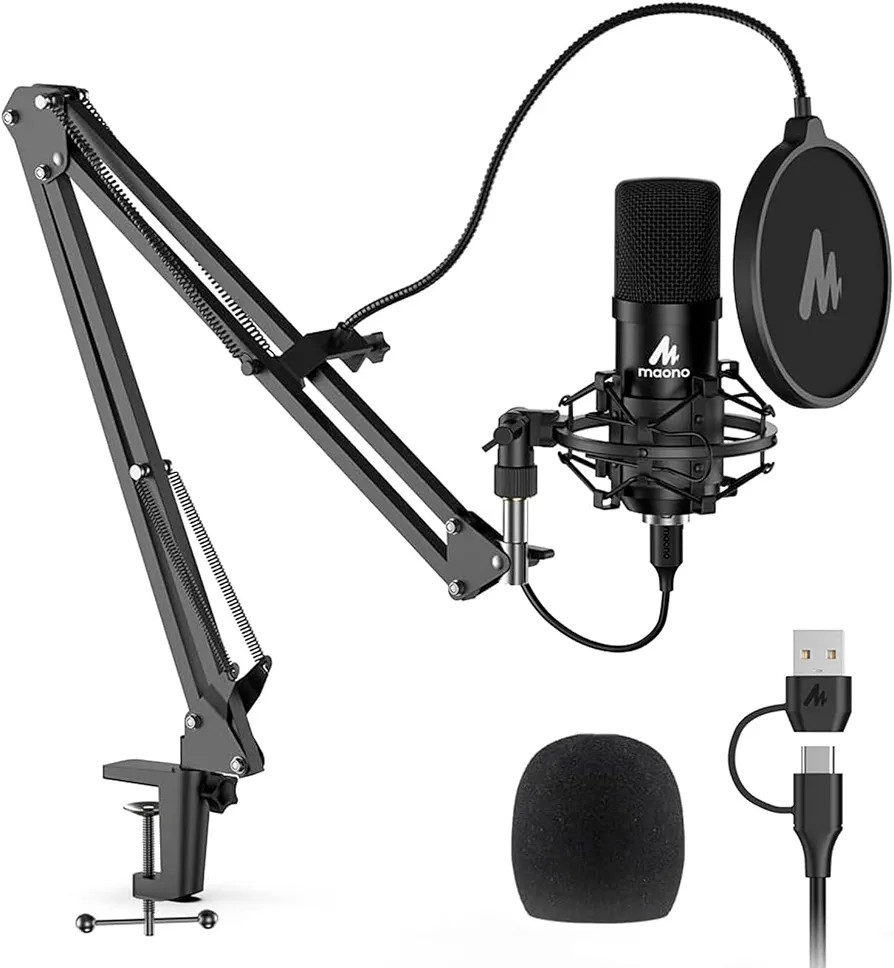 USB Microphone, MAONO 192KHZ/24Bit Plug & Play PC Computer Podcast Condenser Cardioid Metal Mic K... | Amazon (US)