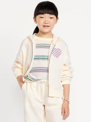 Favorite Fleece Printed Zip-Front Hoodie for Girls | Old Navy (US)