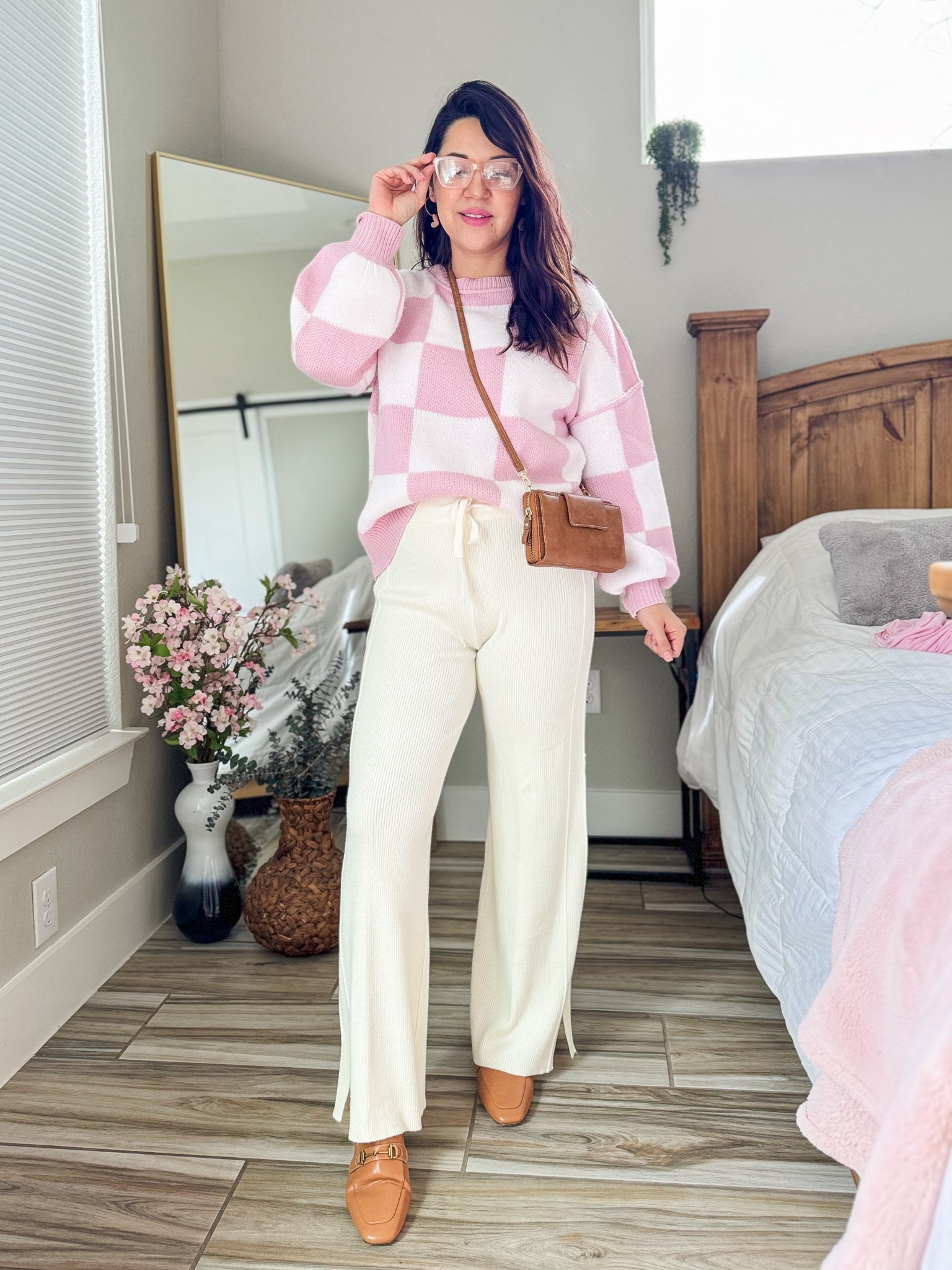 Comfy postpartum outfit! Click each items for more sizing details. I’m 5’4”size 4/6 wearing small in sweater and pants. Thank you for shopping with me. Stay blessed. 

#LTKSpringSale #LTKSeasonal #LTKover40