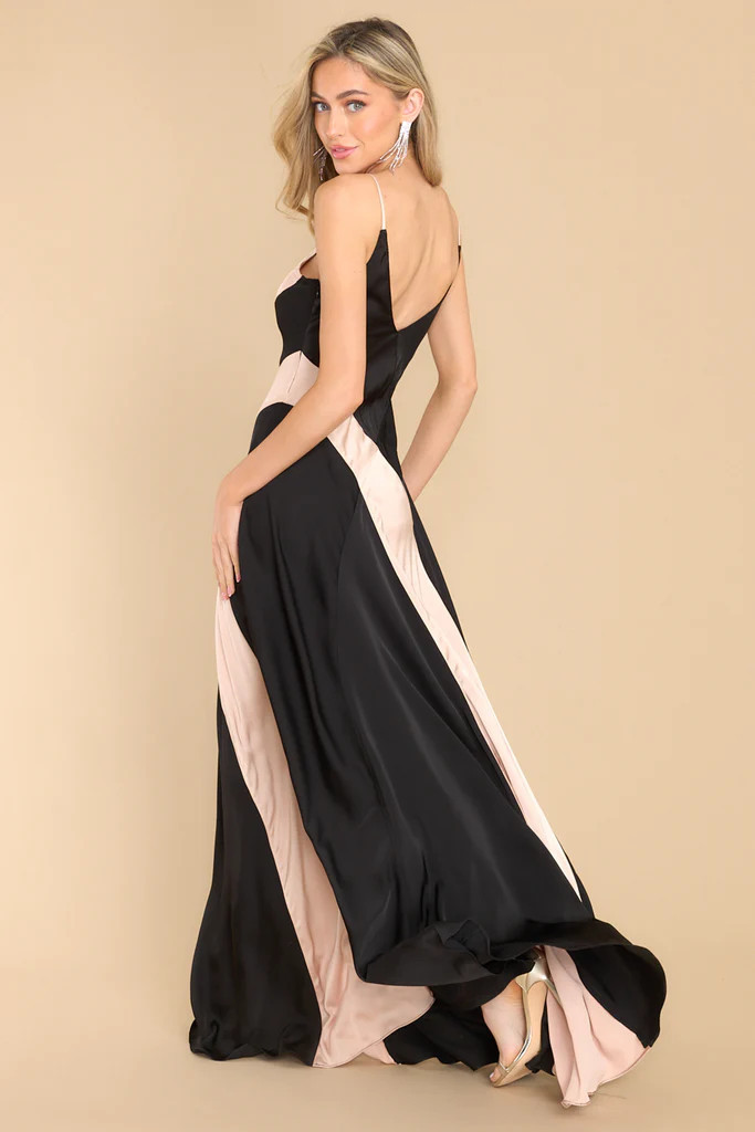 Mysterious Intentions Black and Taupe Maxi Dress | Red Dress 