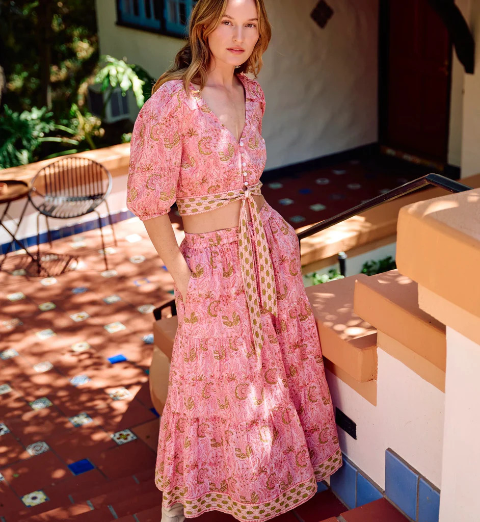 Chelsea Ankle Skirt | Wildflower Prism Pink | Cleobella