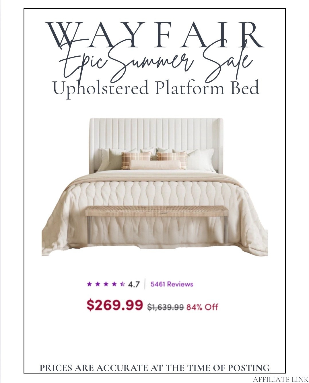 Wayfair Flash Deal!! Over 80% off this best-selling and top-rated upholstered platform bed. 

Price shown is for a queen size in white. Many other options are available. 

#ltkhome #ltksalealert #bed #flashsale #dealoftheday #wayfaircanada #bedroom

#LTKsale #LTKcasa #LTKcanada