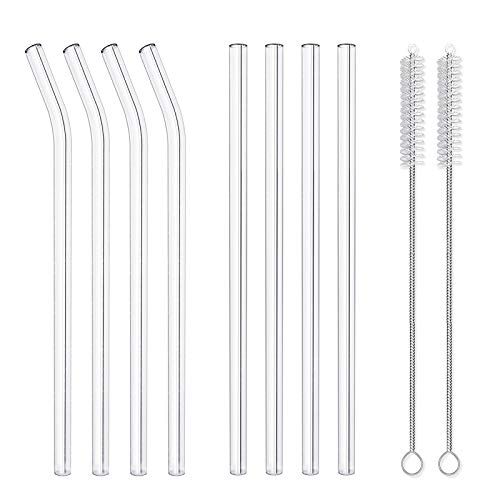 8 Pack Reusable Glass Drinking Straws - 10" x 10 mm - Smoothie Straws for Milkshakes, Frozen Drinks, | Amazon (US)