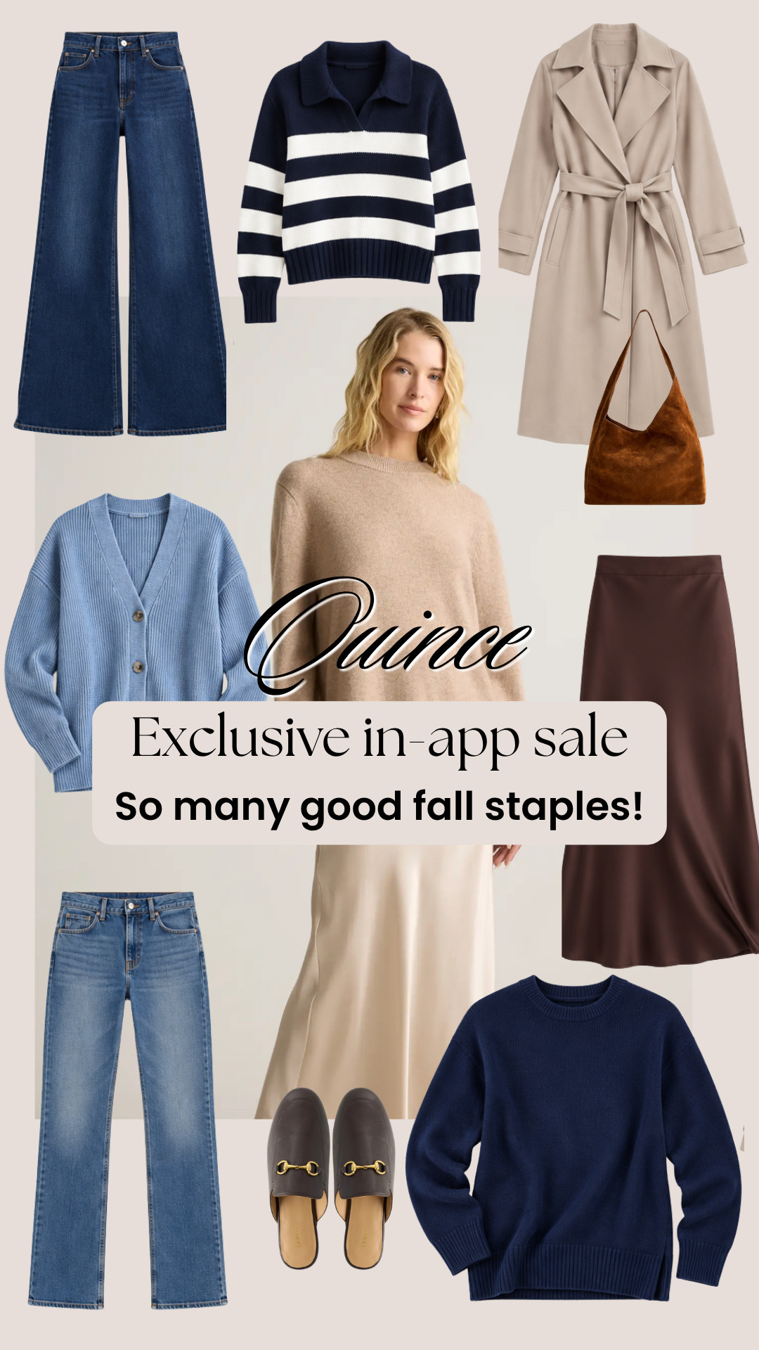 Quince is having an in-app sale and these fall pieces are SO good. Elevated basics, cozy knits, great denim and that chocolate brown skirt 😍 

Linking all of my favorites! 

 #LTKSeasonal #LTKOver40 #LTKSaleAlert